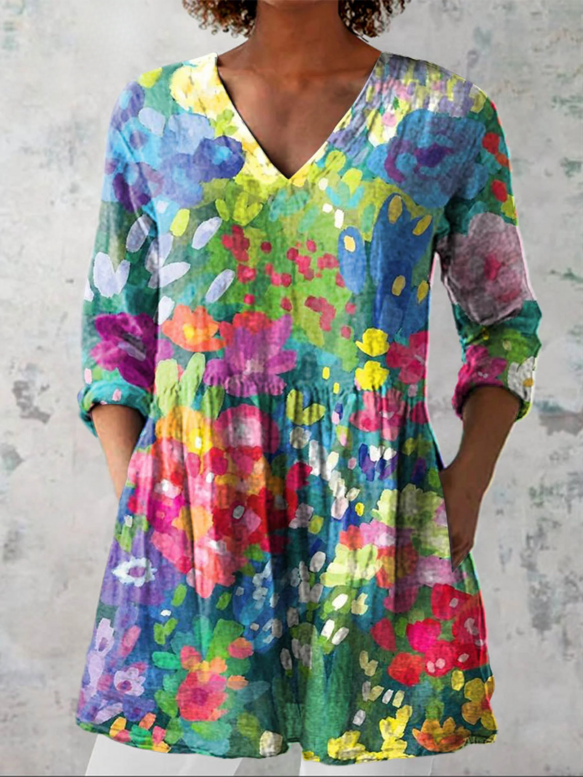Małgorzata - Blusa Lunga con Scollatura a V