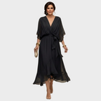 Monica Chiffon - Vestito con scollatura a V – abiti eleganti da donna | Erminia Boutique Bologna
