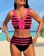 Klaudia - Bikini a righe con vita alta