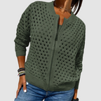 Eliana | Cardigan traforato con zip – cardigan traforato da donna | Erminia Boutique Bologna