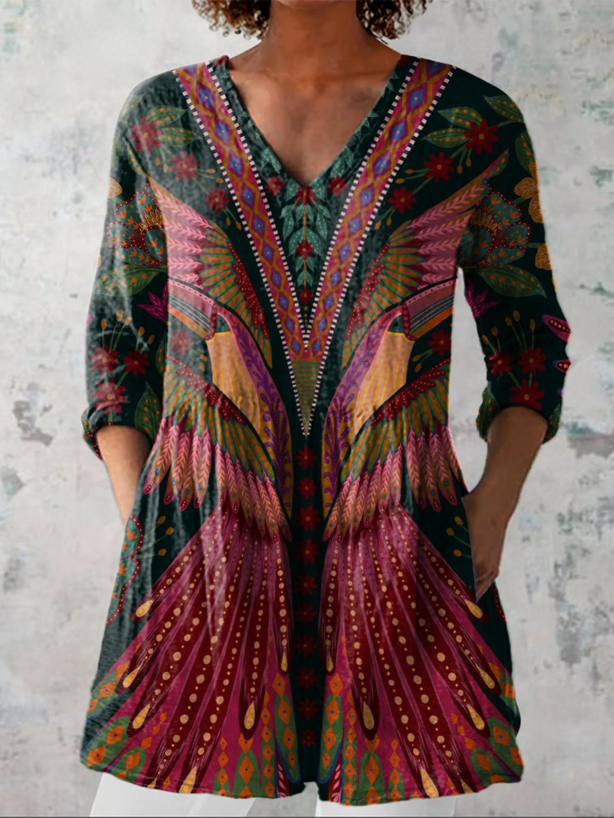 Marianna - Blusa Lunga con Scollatura a V