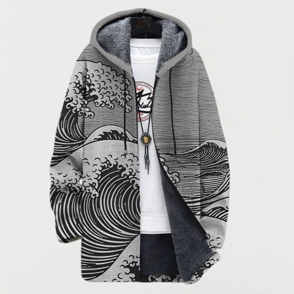 Claudia | Cappotto con motivo ondulato – giacche artistiche da donna | Erminia Boutique Bologna