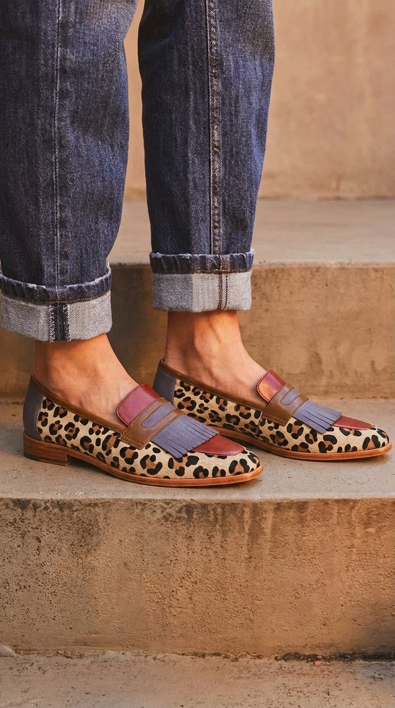 Zela - Mocassino elegante in stampa leopardata