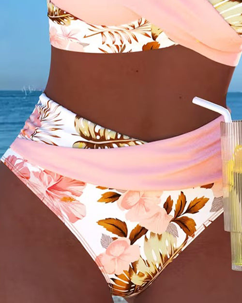Bikini con motivo floreale a contrasto e spacco – costumi da bagno donna | Erminia Boutique Bologna