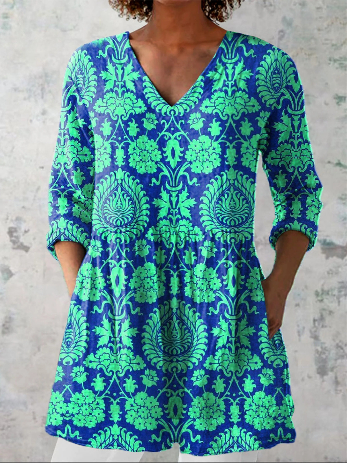 Inez - Blusa Lunga con Scollatura a V