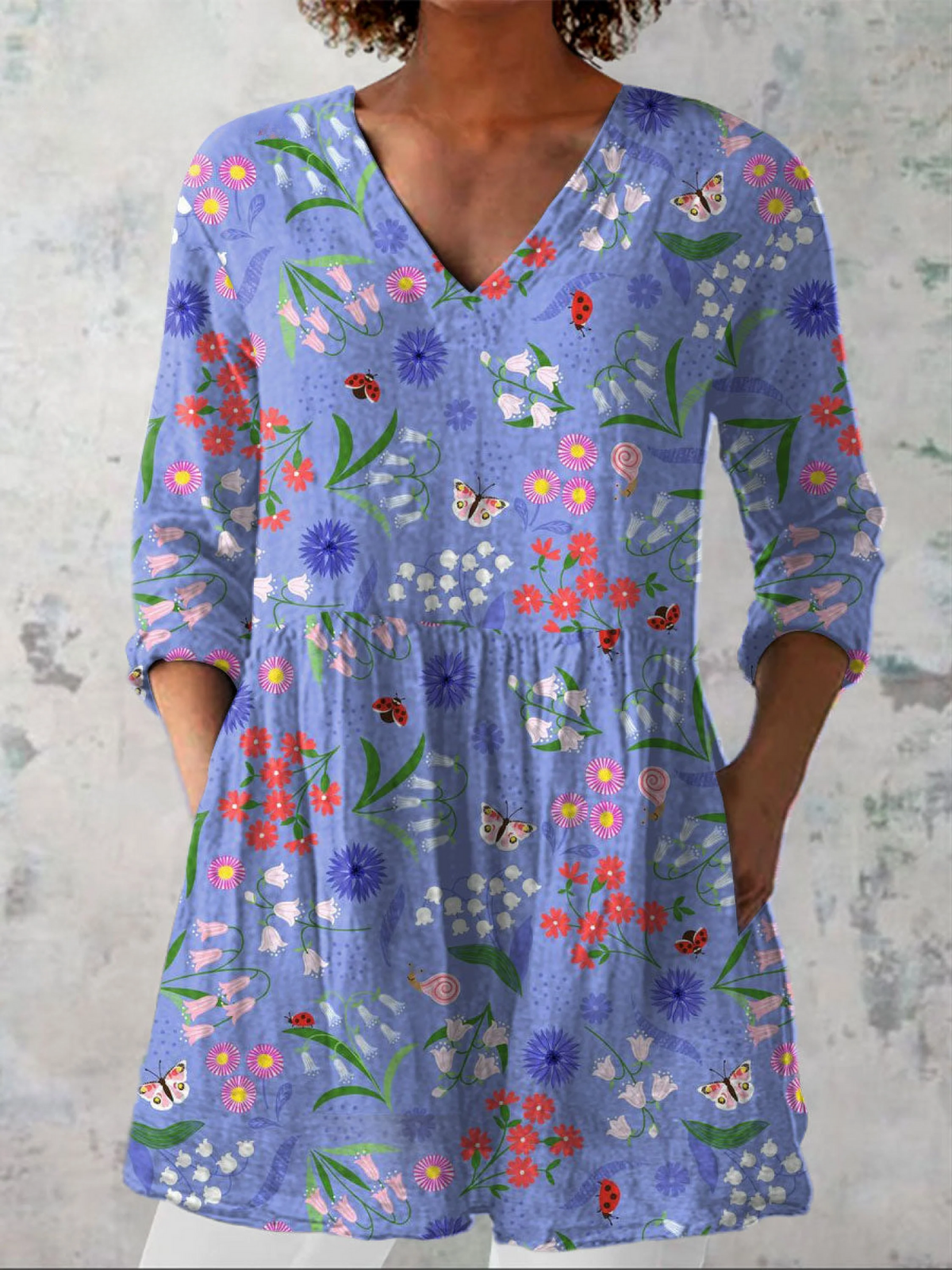 Alina - Blusa Lunga con Scollo a V
