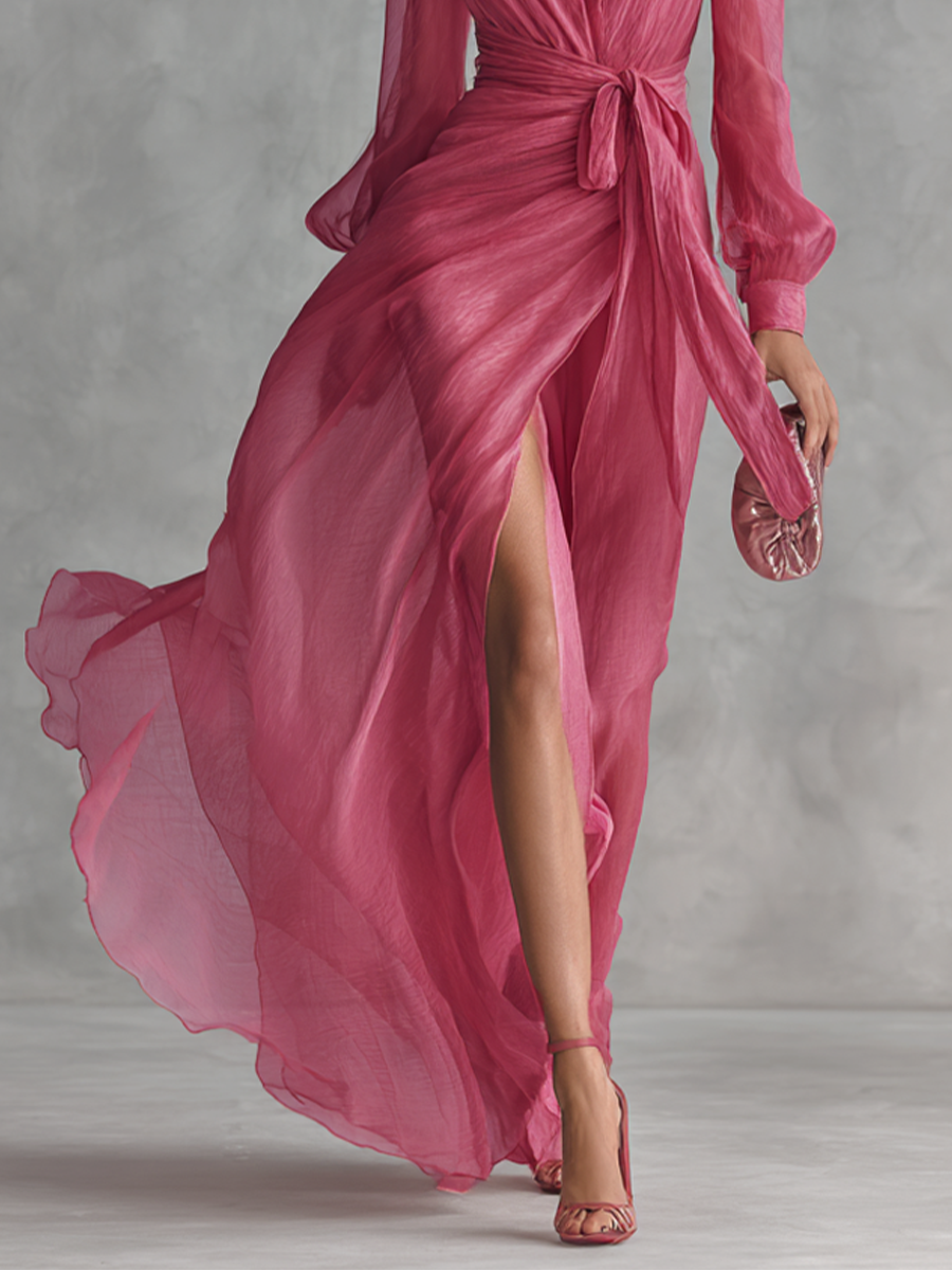 Amelia – Abito Maxi Fluttuante con Spacco