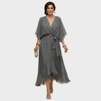 Monica Chiffon - Vestito con scollatura a V – abiti eleganti da donna | Erminia Boutique Bologna