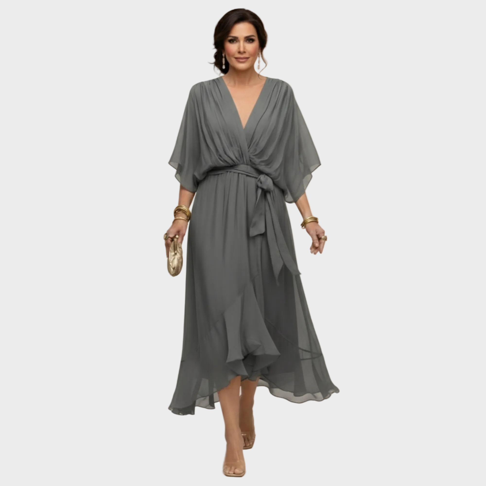 Monica Chiffon - Vestito con scollatura a V