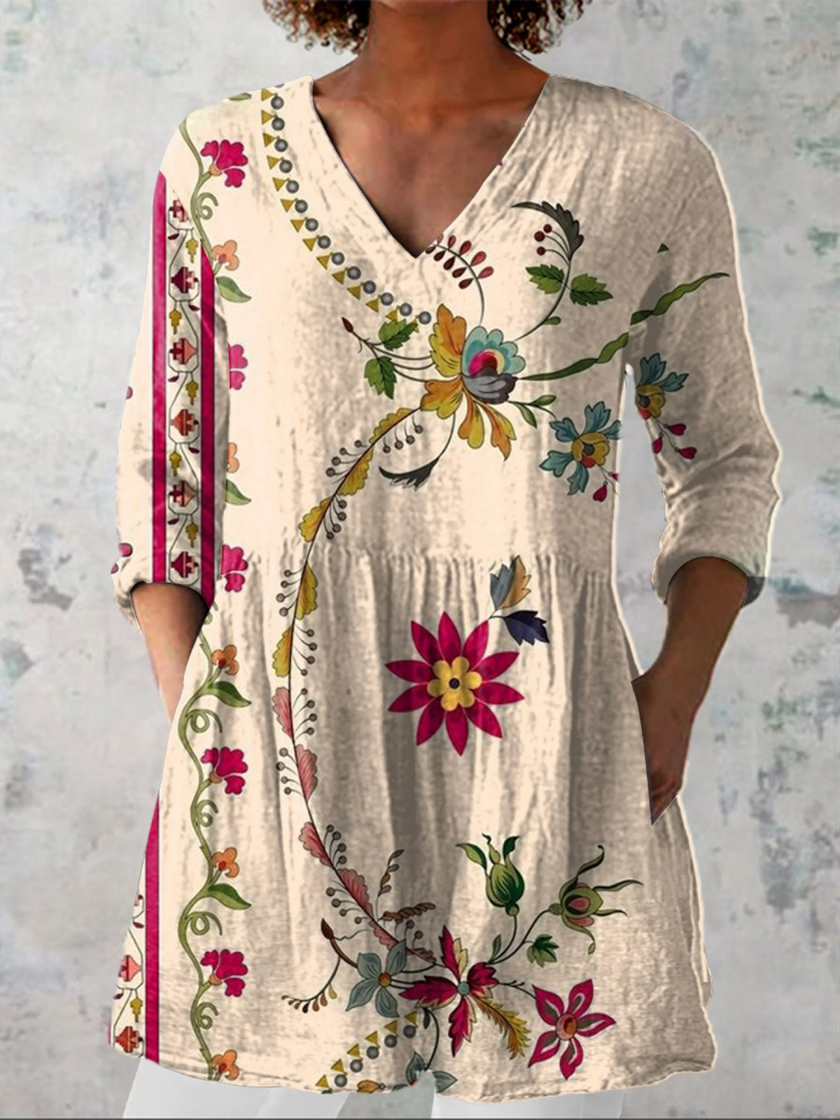 Klara - Blusa Lunga con Scollatura a V