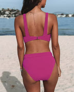Helena - Costume da Bagno Monocromatico con Scollo Alto