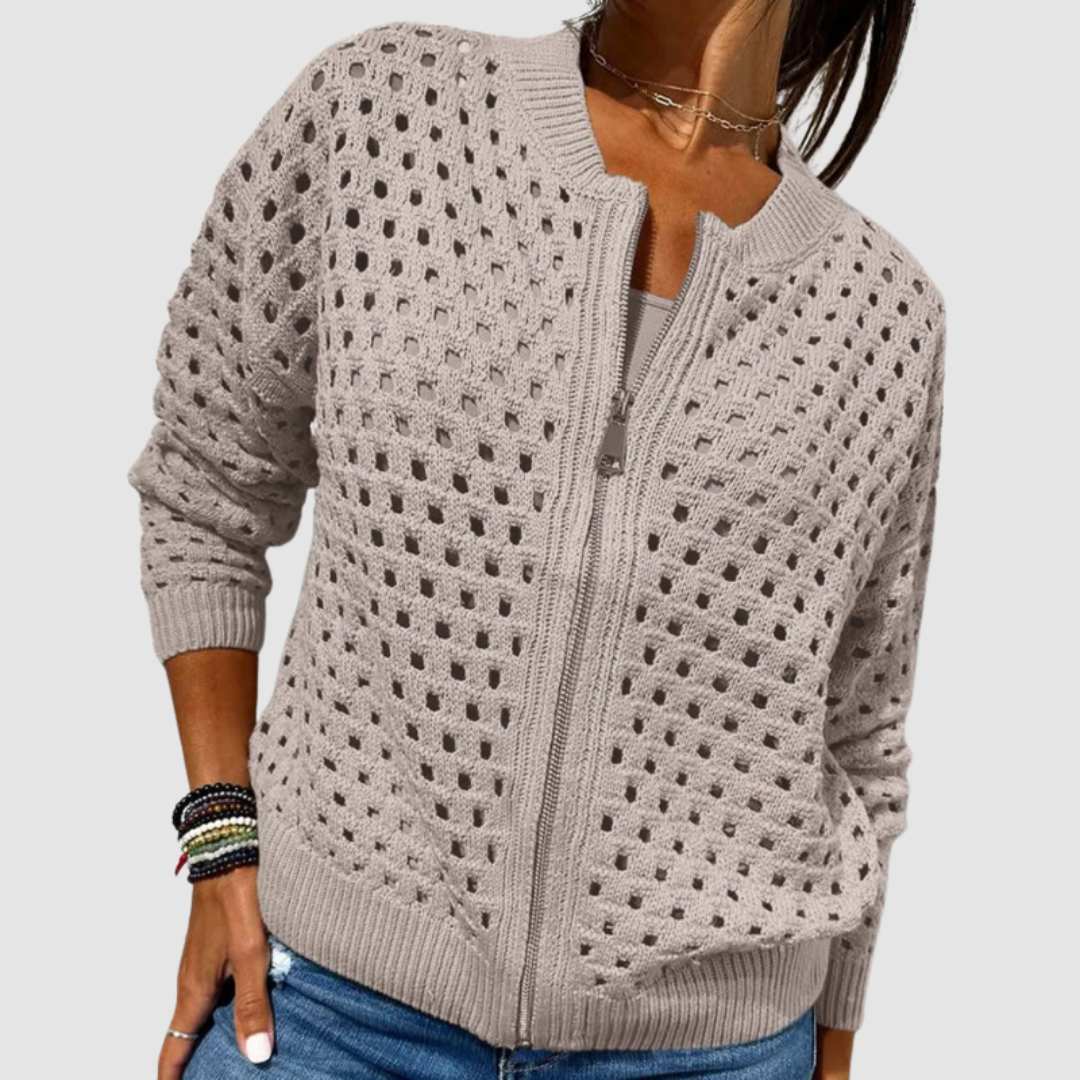 Eliana | Cardigan traforato con zip – cardigan traforato da donna | Erminia Boutique Bologna