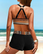 Marta - Bikini con motivo geometrico e fascia alta elastica