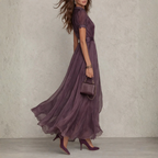 Zofia - Abito maxi in chiffon con rifiniture in pizzo