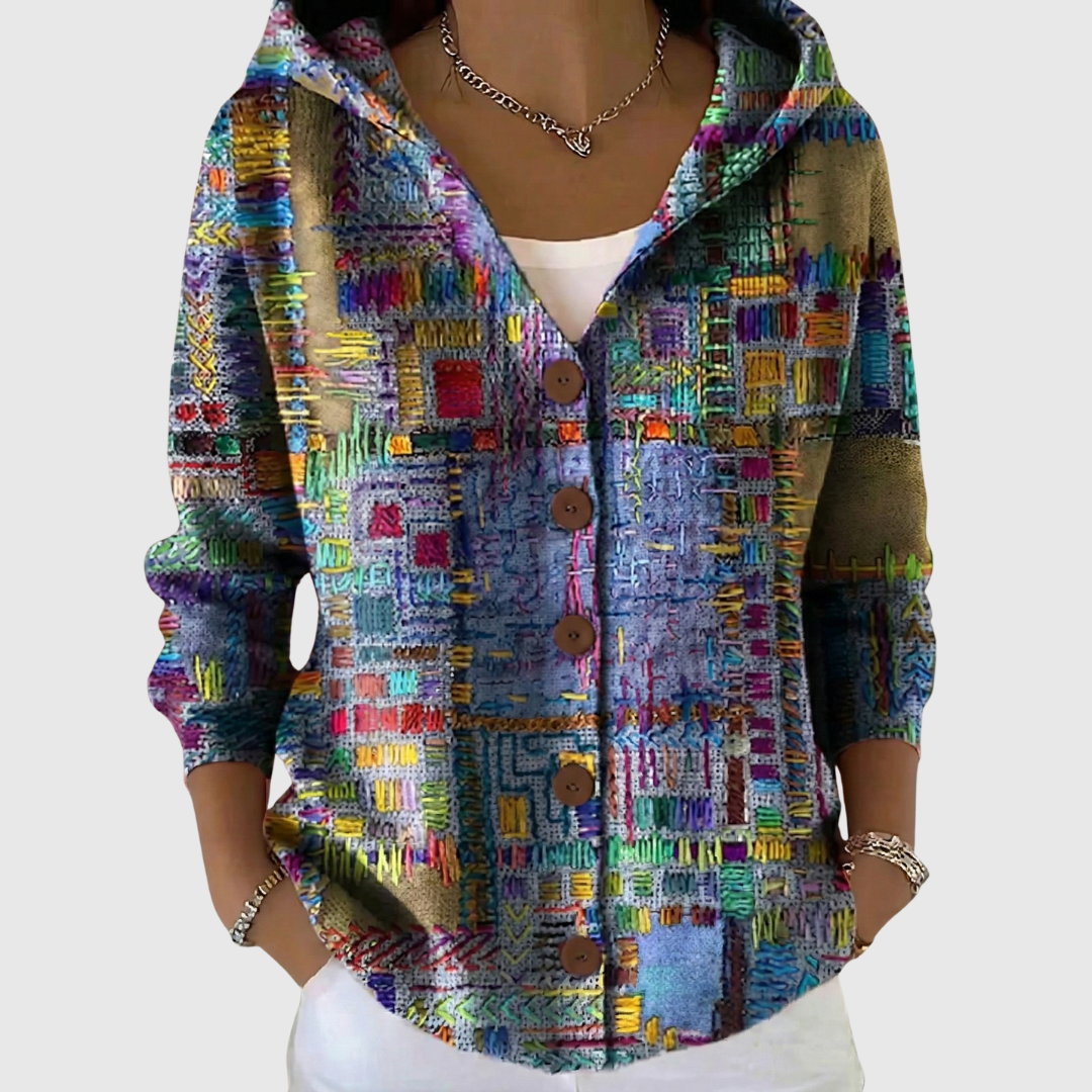 Hanna - Comodo cardigan in maglia con cappuccio