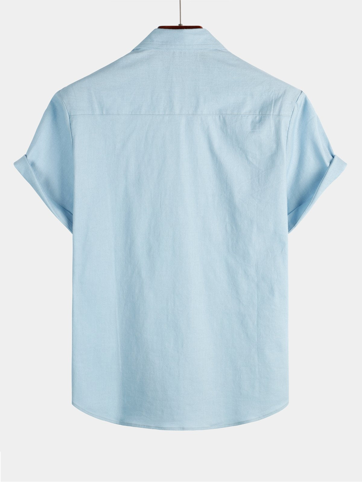 Camicia da uomo a maniche corte in lino e cotone di colore uniforme