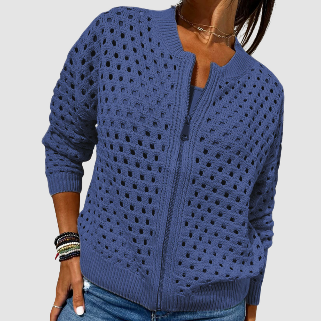 Eliana | Cardigan traforato con zip – cardigan traforato da donna | Erminia Boutique Bologna