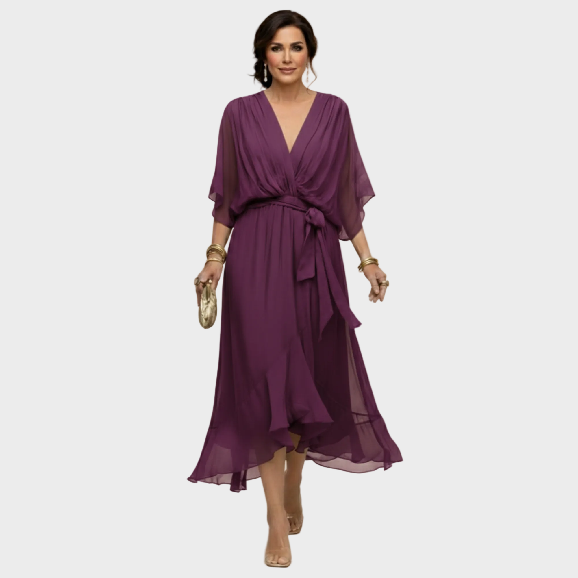 Monica Chiffon - Vestito con scollatura a V