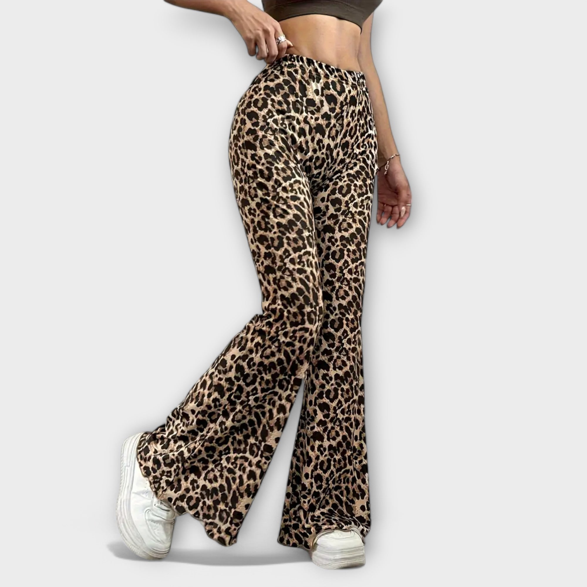 Mila – pantaloni bootcut con motivo leopardato