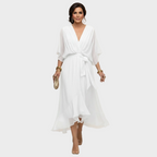 Monica Chiffon - Vestito con scollatura a V – abiti eleganti da donna | Erminia Boutique Bologna