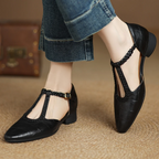 Margherita | Scarpe classiche in pelle T-strap con dettaglio – scarpe mary jane da donna | Erminia Boutique Bologna