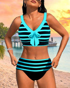 Klaudia - Bikini a righe con vita alta