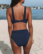 Helena - Costume da Bagno Monocromatico con Scollo Alto