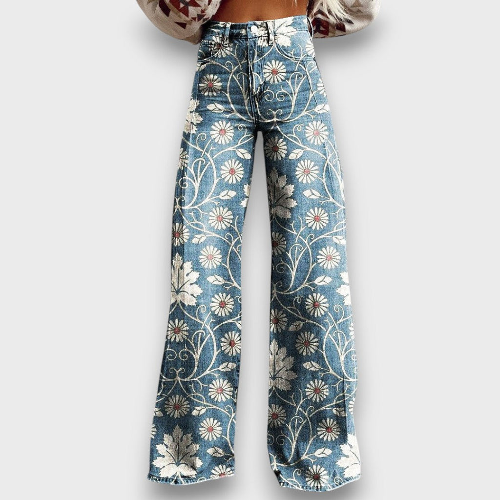 Mila – jeans boho con motivo floreale