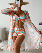 Joanna - Set bikini a 3 pezzi con stampa