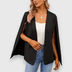 Nela – Elegante giacca nera in stile mantella.