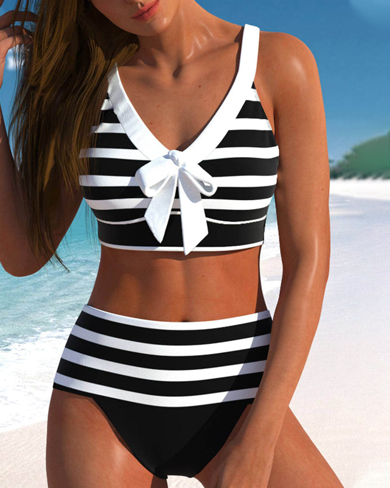 Klaudia - Bikini a righe con vita alta