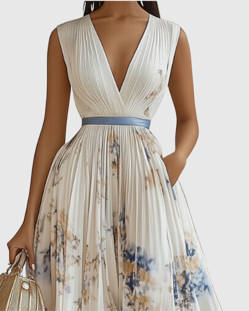 Amelia – Elegante Vestito Maxi Plissettato