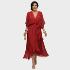 Monica Chiffon - Vestito con scollatura a V – abiti eleganti da donna | Erminia Boutique Bologna