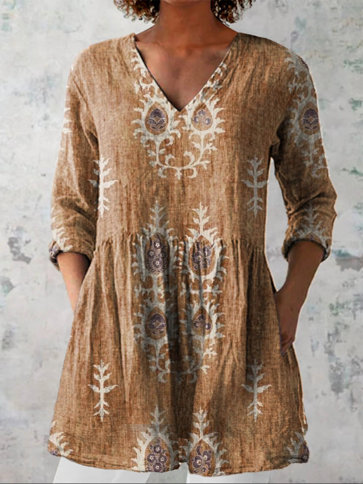 Elżbieta - Blusa Lunga con Scollo a V