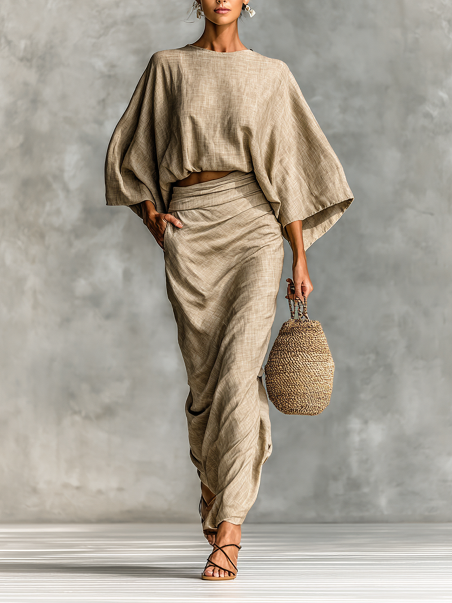 Weronika – Completo Elegante a Due Pezzi con Gonna Drappeggiata