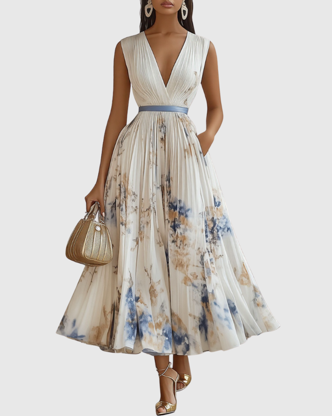 Zuzanna - Elegante Maxi Abito con Pieghe