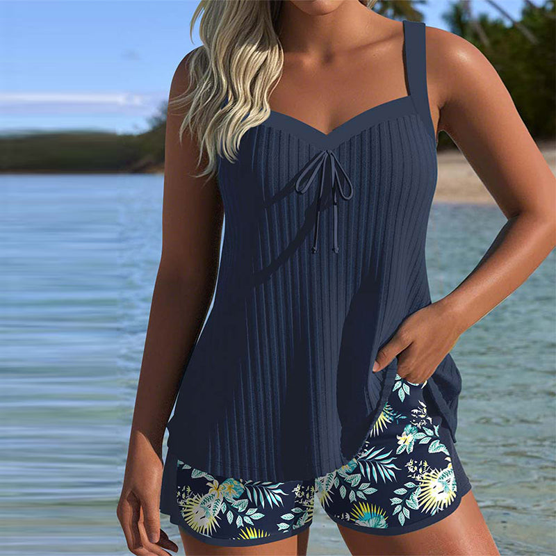 Dagmara - Tankini a righe con pantaloni da spiaggia a due pezzi