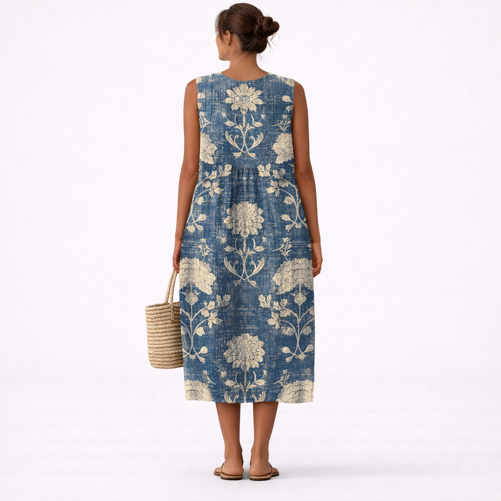 Izabela - Vestito Midi Classico con Motivo Floreale