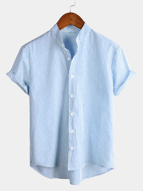 Camicia Henley da uomo in cotone con colletto traspirante – camicie casual da uomo | Erminia Boutique Bologna