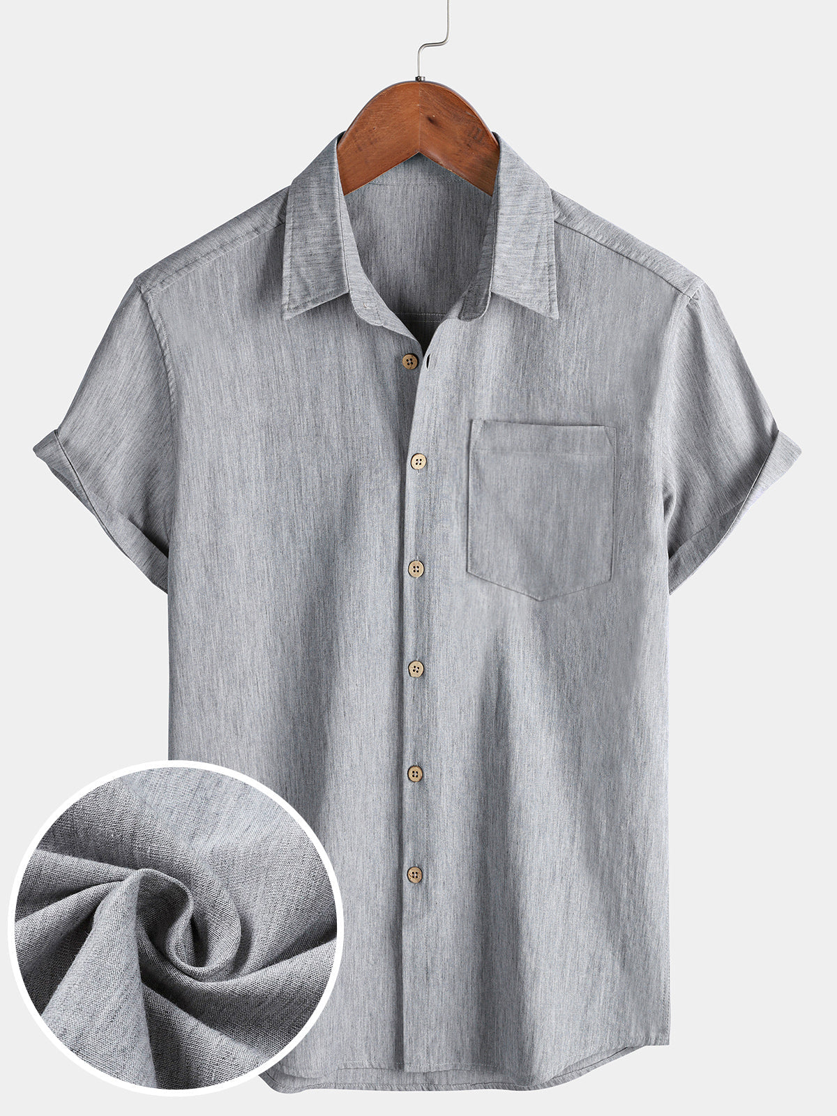 Camicia sportiva da uomo in colore grigio, maniche corte