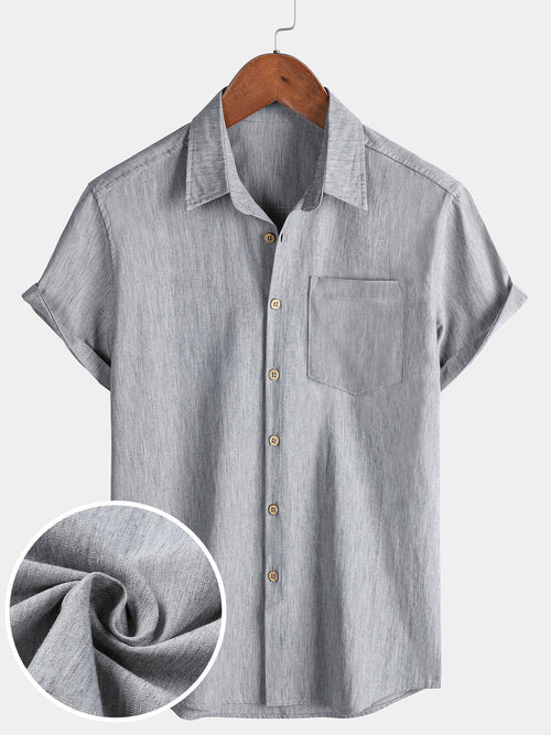 Camicia sportiva da uomo in colore grigio, maniche corte – camicie casual da uomo | Erminia Boutique Bologna