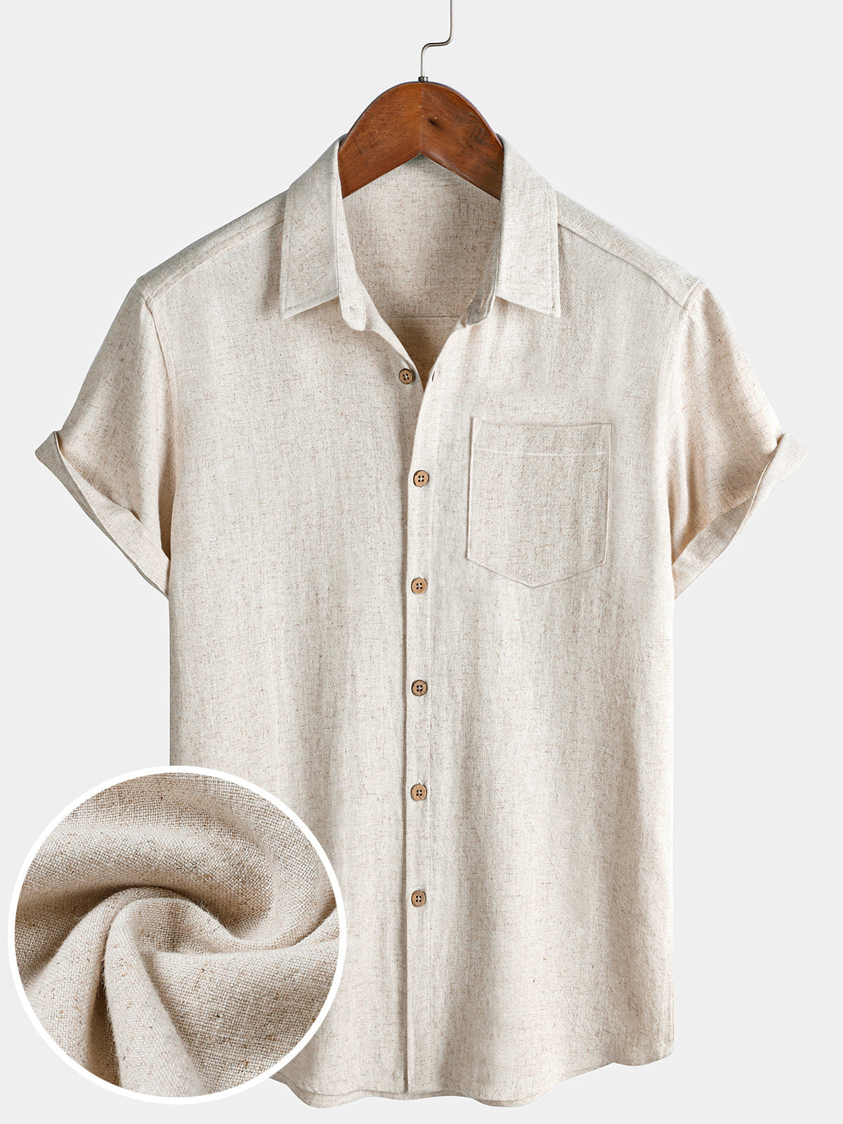 Camicia sportiva da uomo a maniche corte in colore beige
