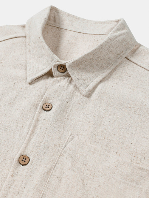 Camicia sportiva da uomo a maniche corte in colore beige – camicie casual da uomo | Erminia Boutique Bologna