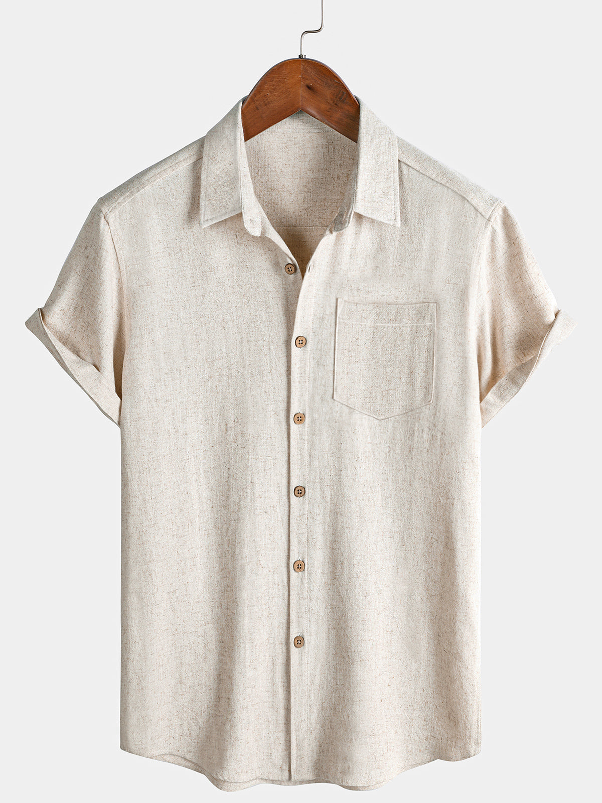 Camicia sportiva da uomo a maniche corte in colore beige