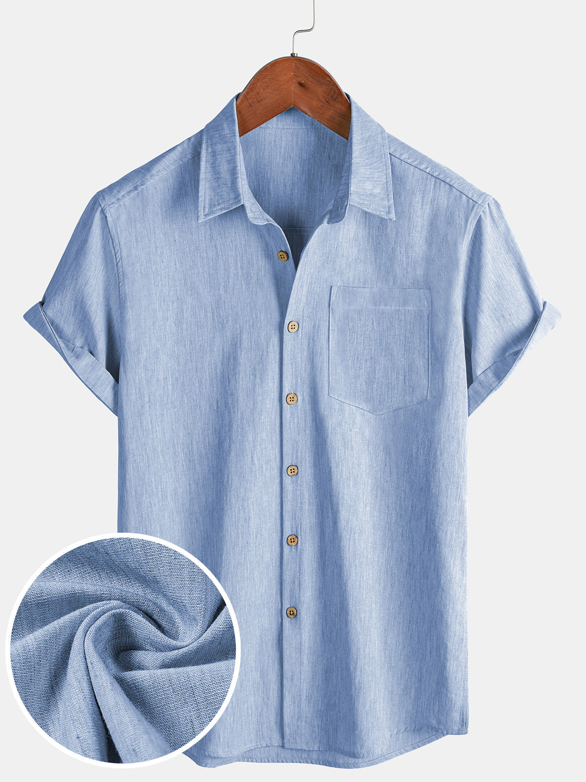 Camicia sportiva da uomo a maniche corte di colore blu