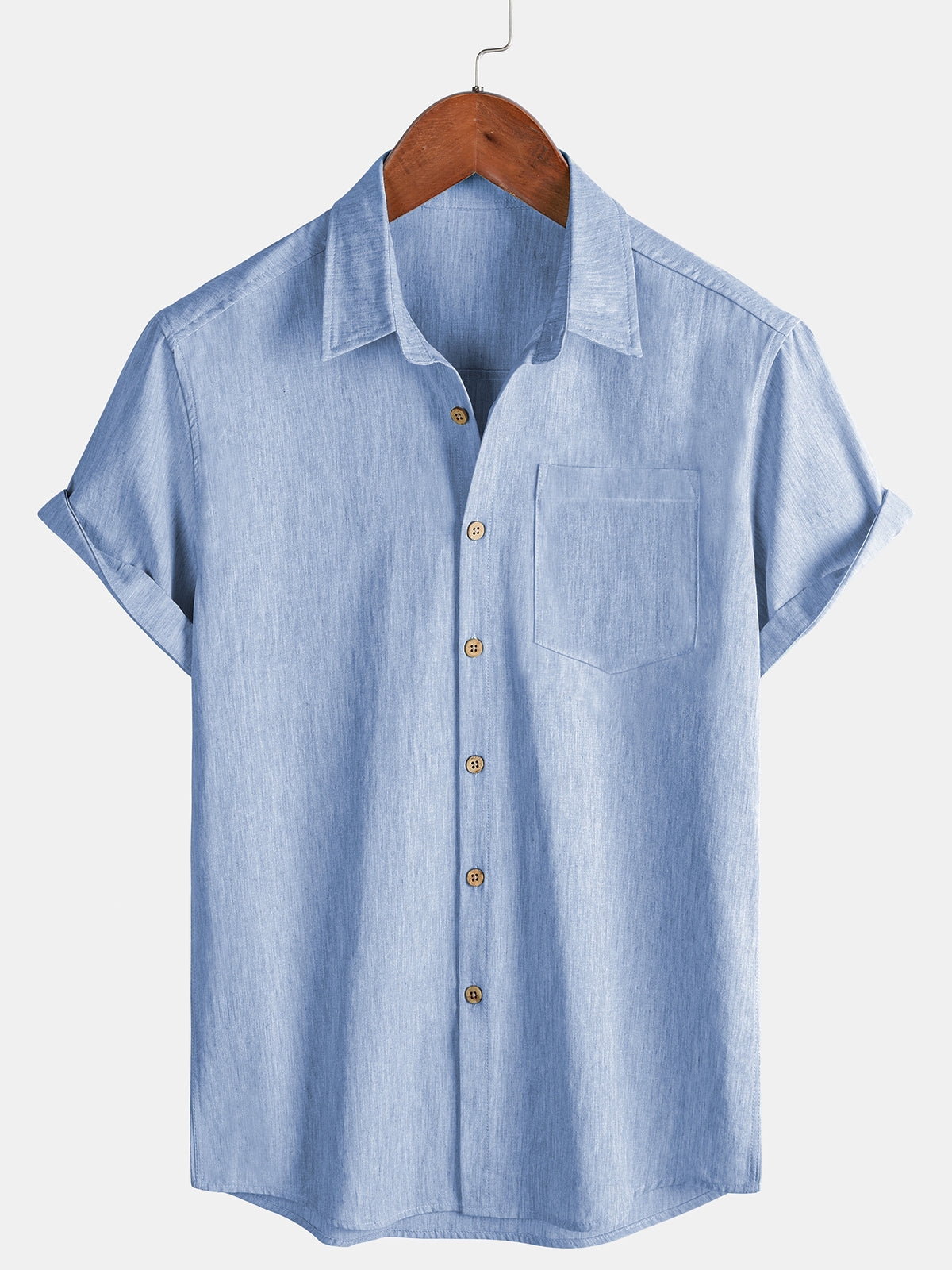 Camicia sportiva da uomo a maniche corte di colore blu