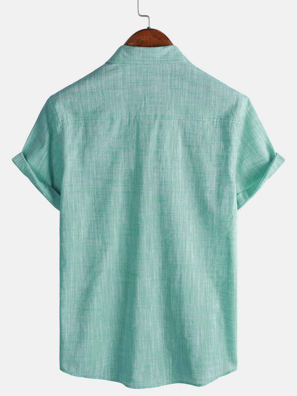 Camicia Casual da Uomo in Cotone Traspirante con Maniche Corte e Due Tasche