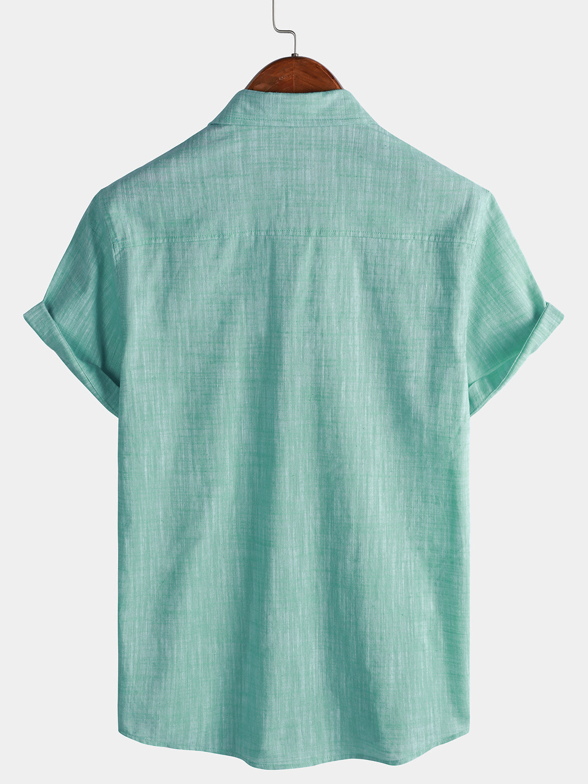 Camicia Casual da Uomo in Cotone Traspirante con Maniche Corte e Due Tasche