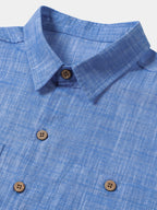 Camicia Casual da Uomo in Cotone Traspirante con Maniche Corte e Due Tasche