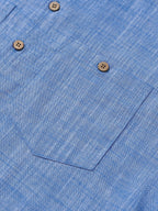 Camicia Casual da Uomo in Cotone Traspirante con Maniche Corte e Due Tasche